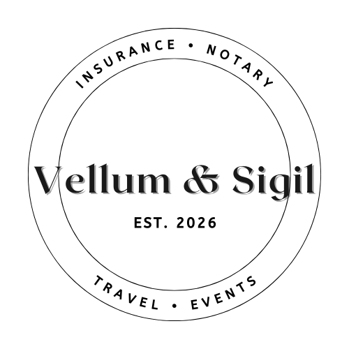 Vellum & Sigil Logo: Vellum & Sigil is written in the center of a double circle, underneath it states {{brizy_dc_image_alt imageSrc=